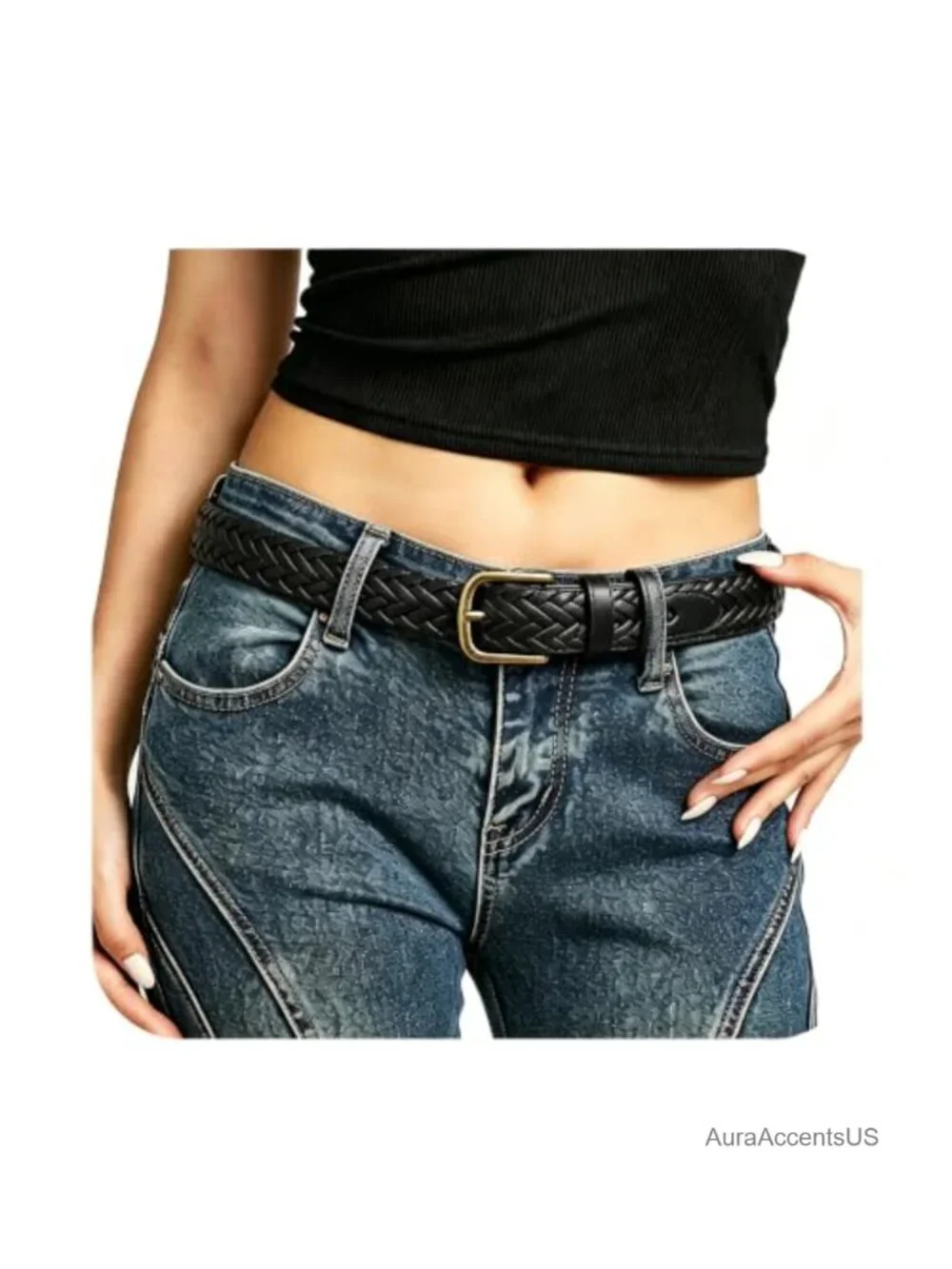 Leather Braided Belt Woven Waist Strap Jeans